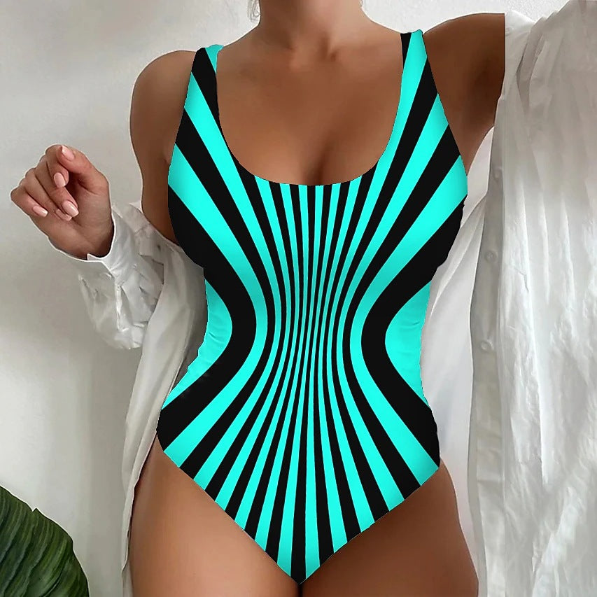 🥰【Последен ден - 50% отстъпка】🔥【S~8XL】Уникален раиран бански костюм от една част