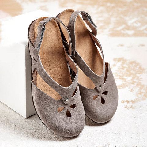 【Oferta limitada】【35-44】2025 sandalias casuales de cuero de alta calidad ✅ Punta redonda ✅ Suela plana