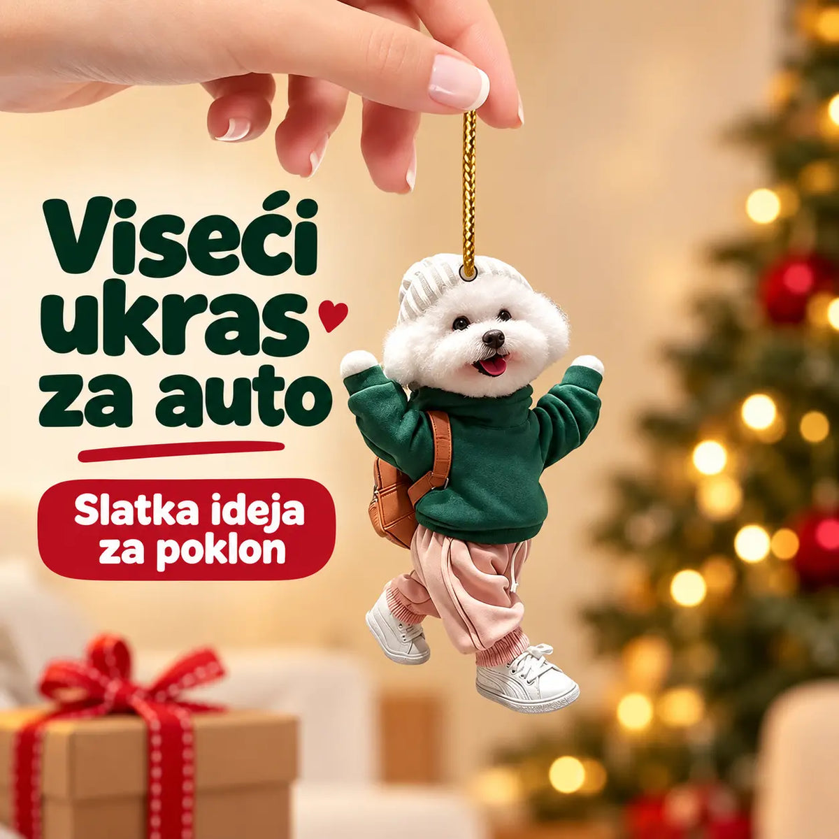 🐶【5 komada】Privjesak u obliku plišanog psića, akrilni ukras za unutrašnjost automobila, ravni privjesak za retrovizor