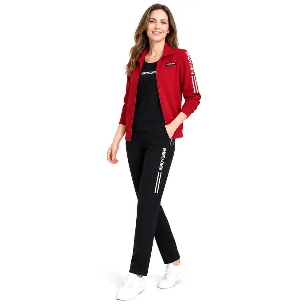 Elegancija i apsolutna udobnost! Elegantna trenirka od 3 dijela za žene (jakna s patentnim zatvaračem + majica + hlače / Veličine: M-6XL)! ✨