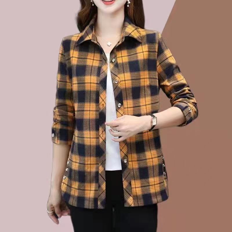 šćXL-5XLćNove moderne i svestrane jesenske karirane koÅ”ulje za žene-3761286