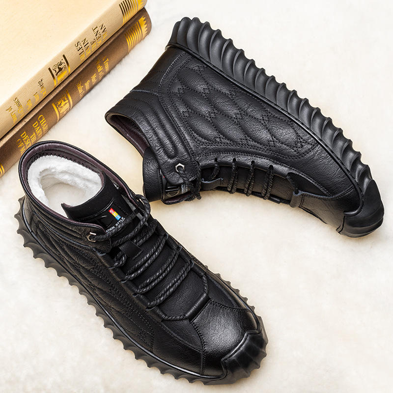 Ograničeno 40% popusta【39-44】Muške vodootporne kožne čizme s toplom vunom za snijeg.3801368