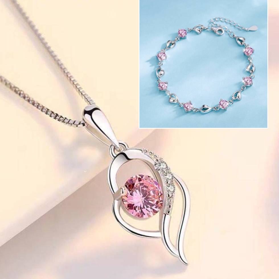 ✨✨Set od 925 srebra narukvica + ogrlica Heart of the Ocean--3841892