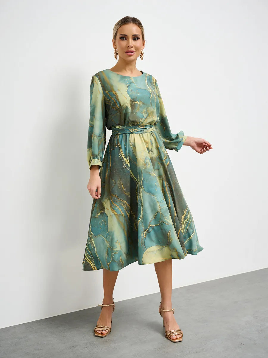 🌿Μεγάλη εκπτωτική προσφορά στο τέλος της σεζόν👗【Ανοιξιάτικη Νεράιδα】κομψό πράσινο φόρεμα με μακριά μανίκια και φούστα🌸💃