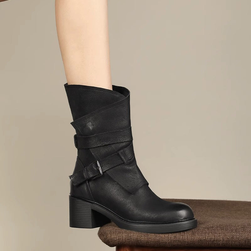 🔥2024. Nuevo modelo: botas retro de mujer con tacón grueso, altas, forradas, estilo inglés, martens.3840582