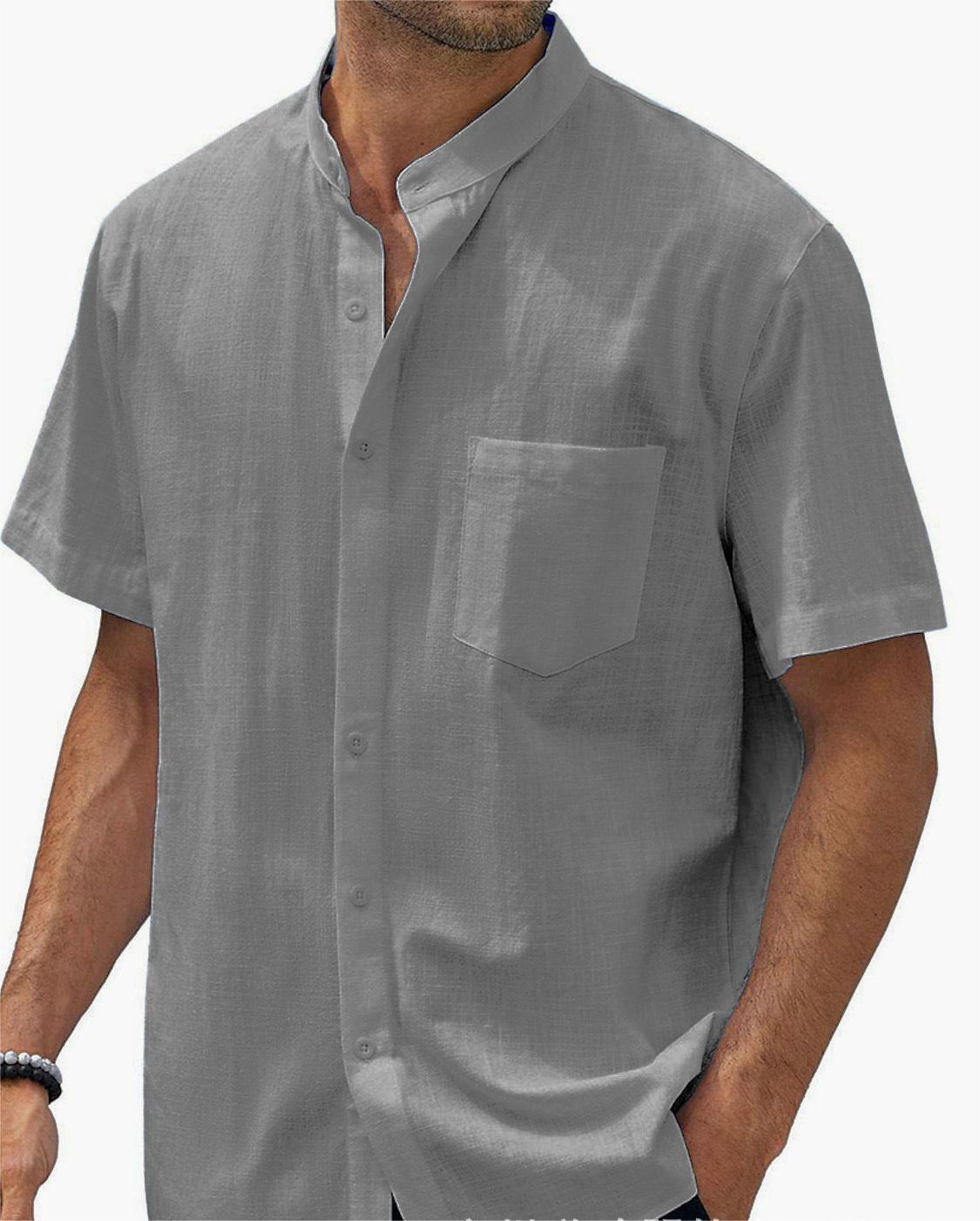 🎉【S-5XL】Camisa informal de algodón y lino para hombre, talla grande, nueva - 3731941
