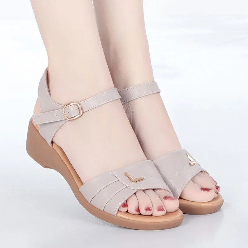 🔥👡【35~40】Sandalias de verano para mujer de piel suave con suela de cuña suave y antideslizante 3632293