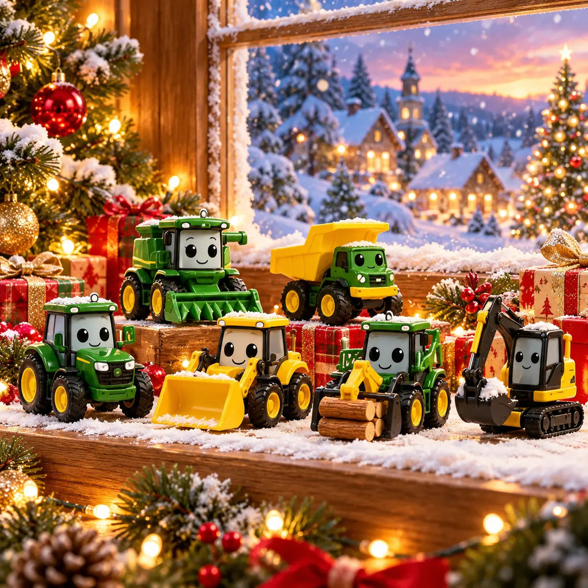 🎁🎁2026 John Deere Advent Calendar, 24 cute farm tractor hanging ornaments