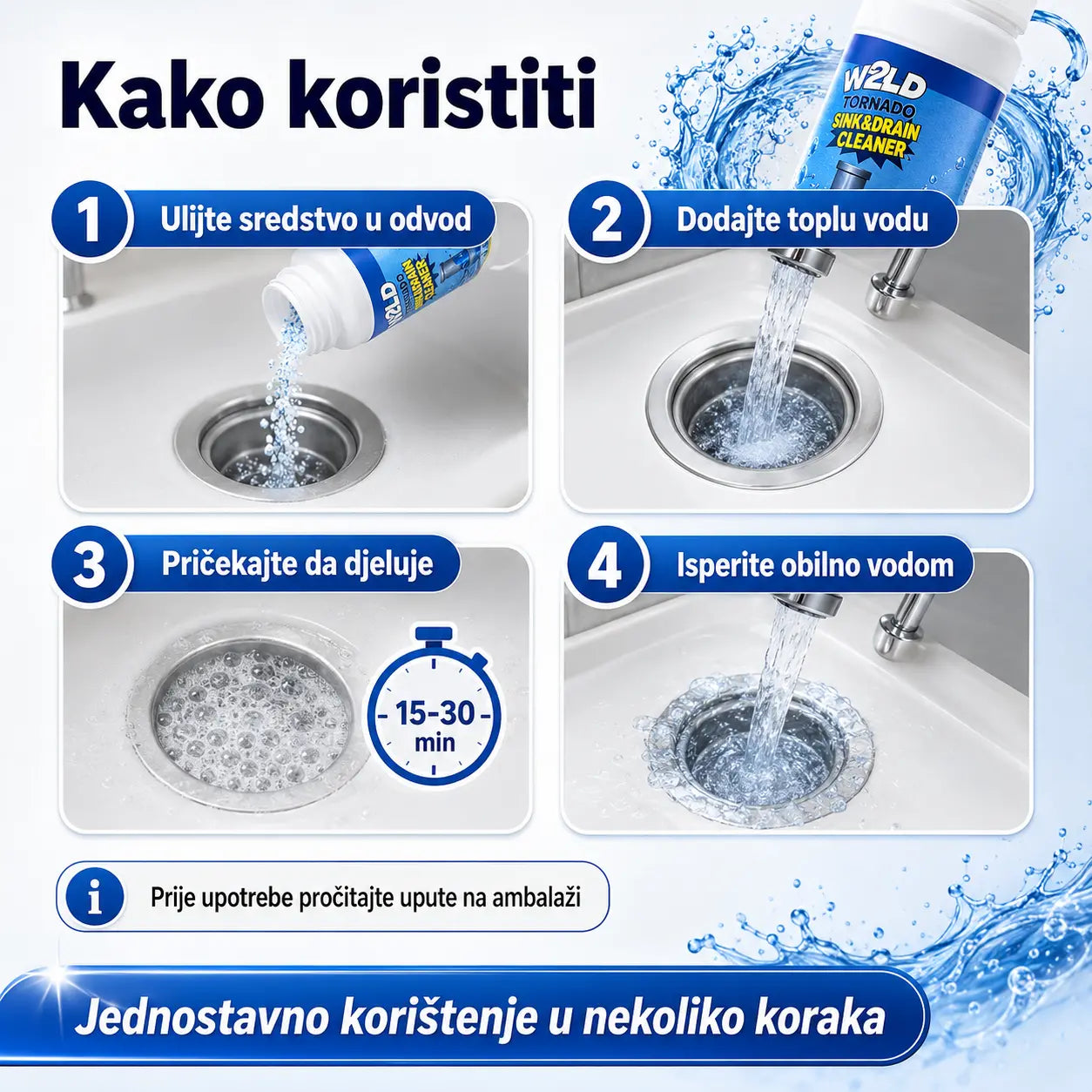 🛁💦【Kupite 1, dobijte 1 gratis】🌟Sredstvo za čišćenje sudopera i odvoda: Pjena visoke gustoće od ekstrakata i enzima za razgradnju.