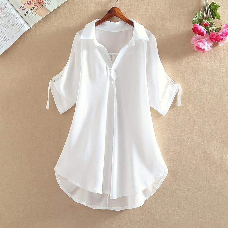 💗【S-4XL】Camisa suelta de mujer 2024, talla grande, color liso
