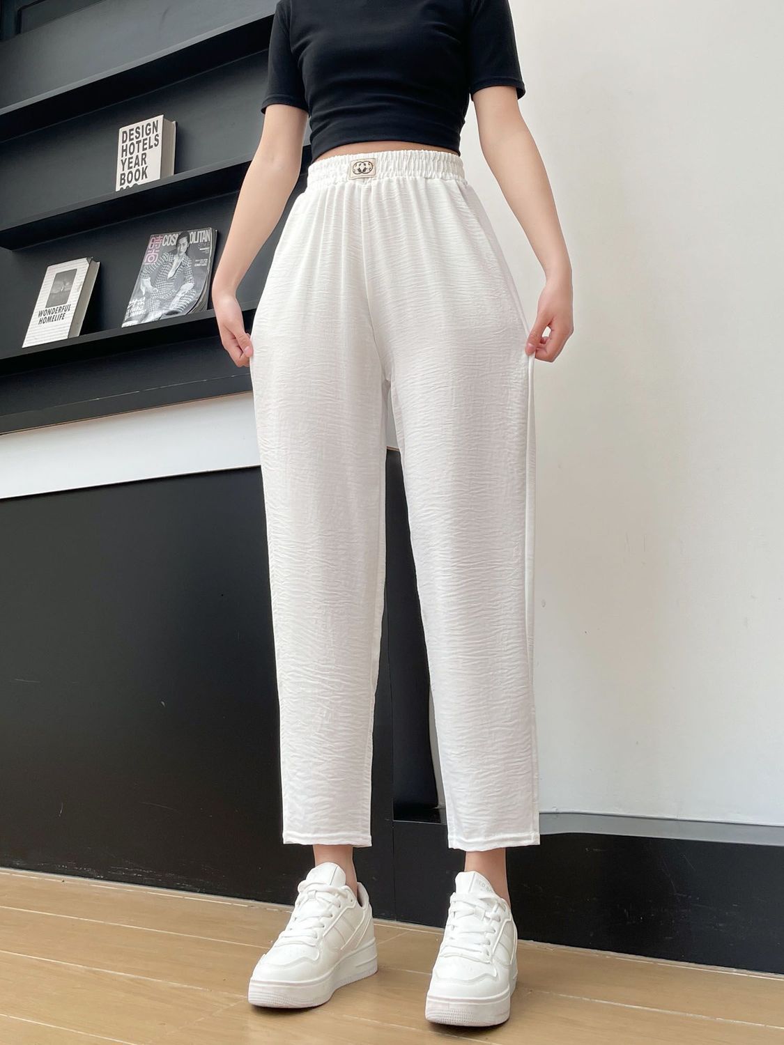 Udobne prozračne elastične široke hlače protiv bora ravnih nogavica