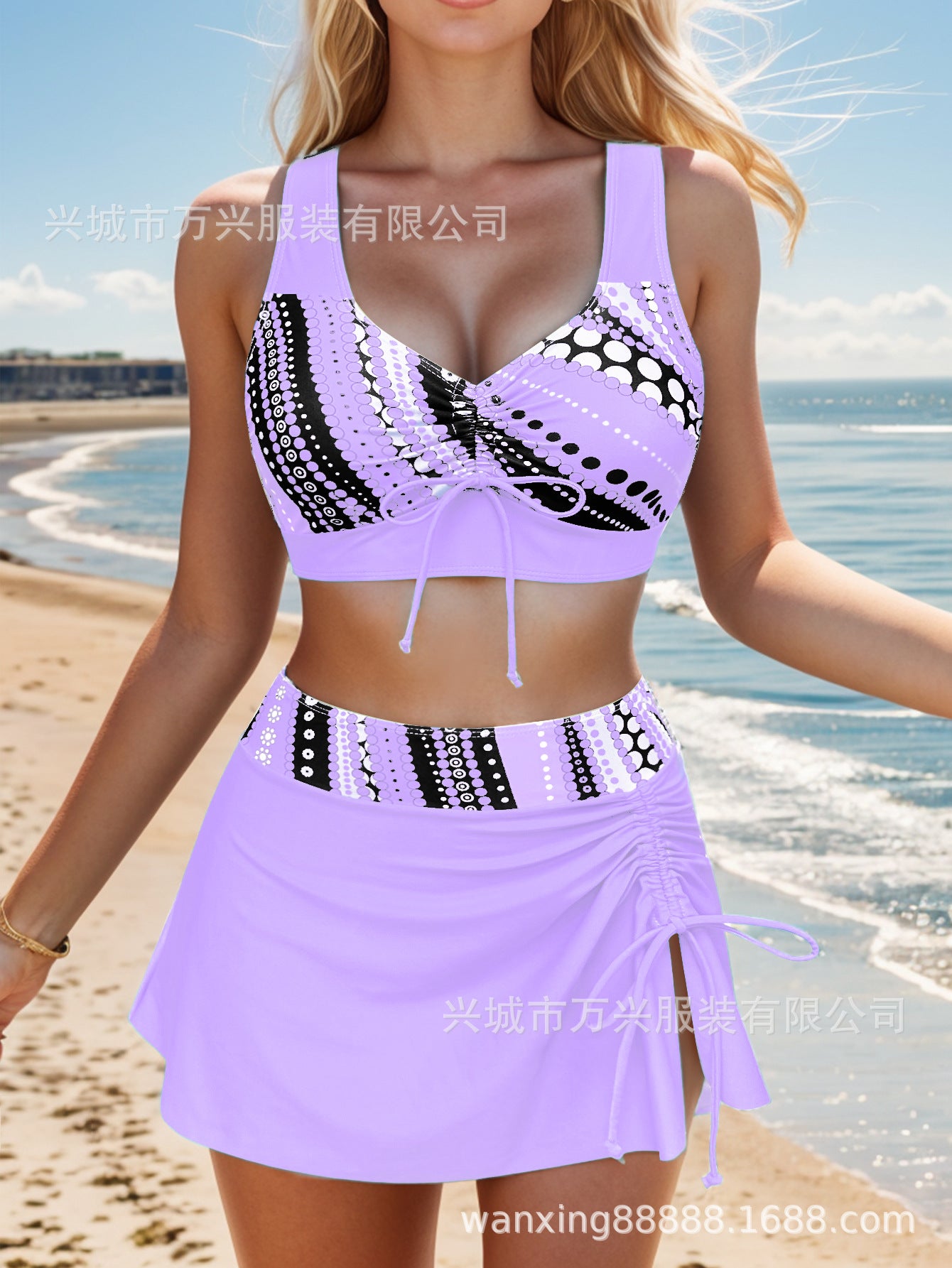 🩱👙【S-2XL】Cómodo traje de baño de dos piezas con estampado y lazos