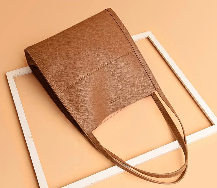 💼【30% DE DESCUENTO】Bolso de hombro sencillo, fabricado en piel natural, color liso--3884445