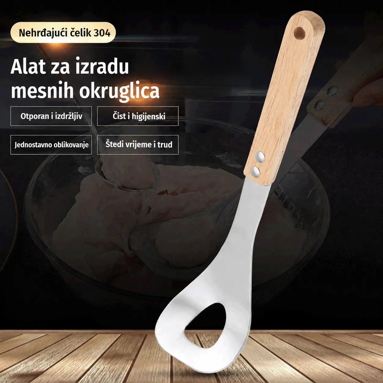 🍖 【2 komada】Kalup za mesne okruglice od nehrđajućeg čelika 304 – Idealno za izradu mesnih i ribljih okruglica, savršeno za kuhanje kod kuće 🥄