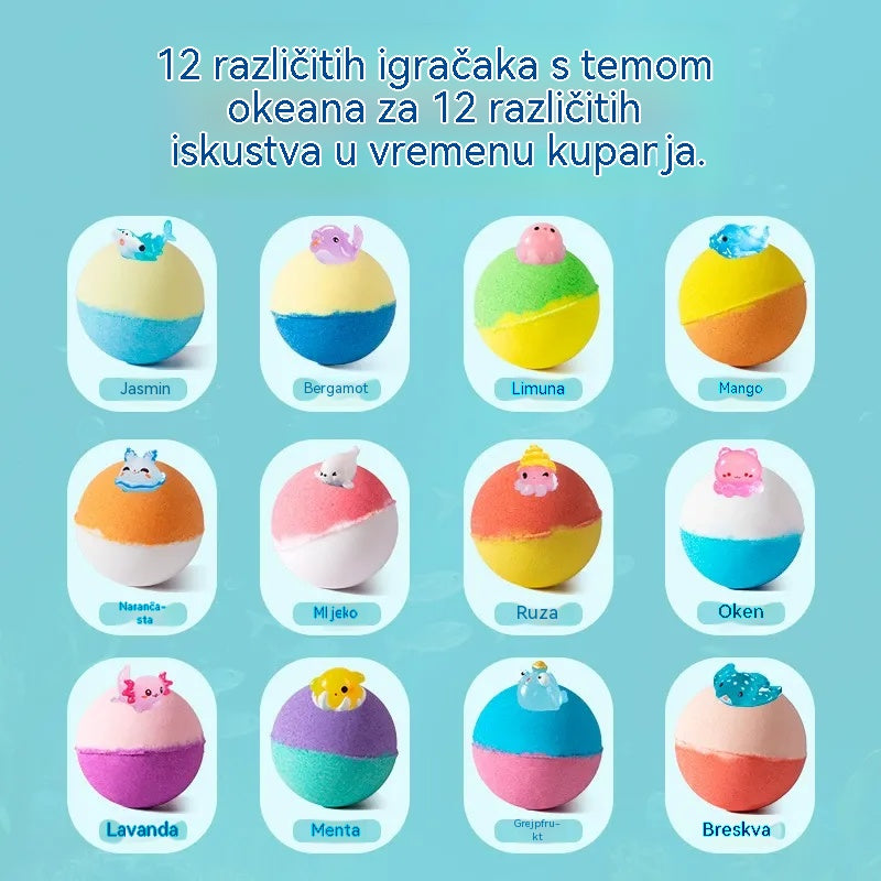 🛀💕12 komada kuglica soli za kupanje u obliku morskih životinja (50 g/kuglica) za djecu.
