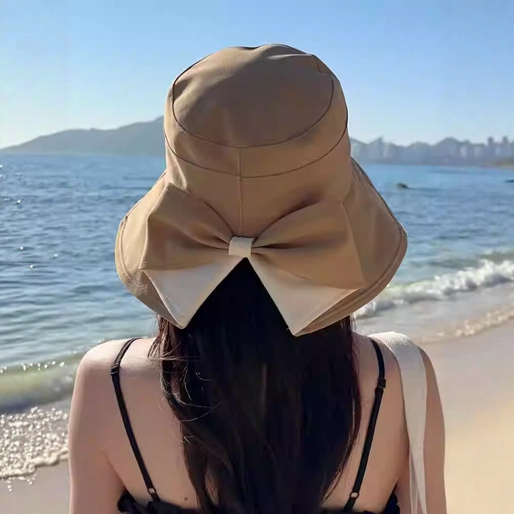 👒✨ Ženski šešir za sunce s mašnom i širokim obodom - sklopivi, 360° zaštita 🎀