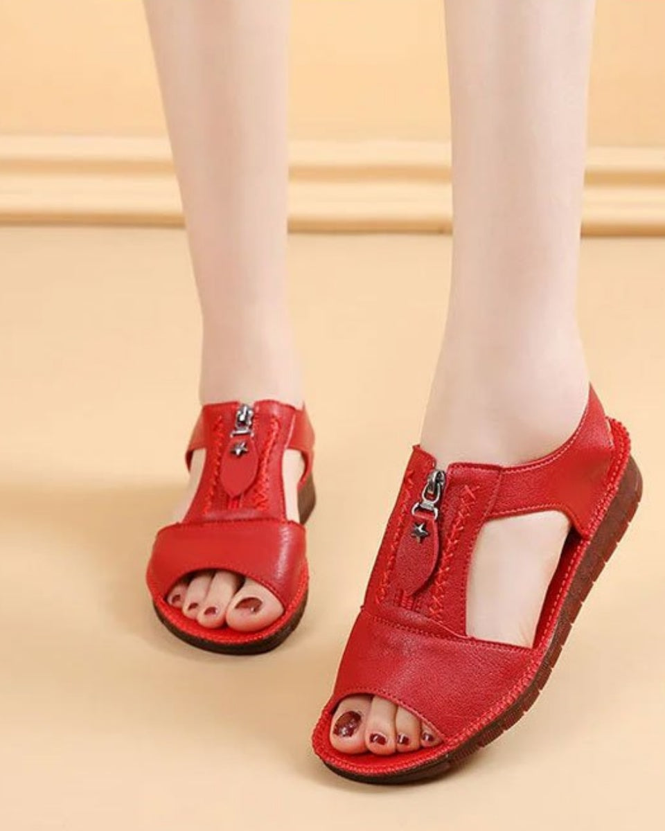🔥🔥【Nuevos productos 40% de descuento】【35-43】Sandalias de nuevo estilo, planas de cuero, zapatos antideslizantes con suela suave