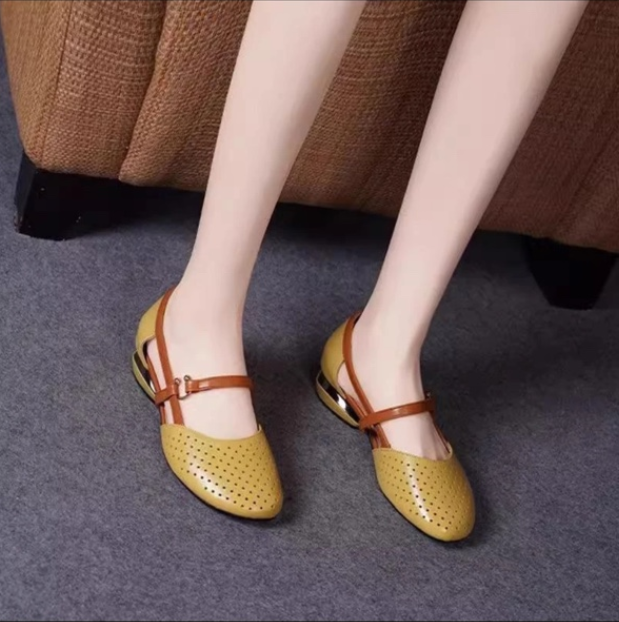 š„š“ć35-42ćPrimavera 2025, Sandalias de mujer, elegantes, fabricadas en piel natural, con pequeƱo tacón, suela suave--3919381