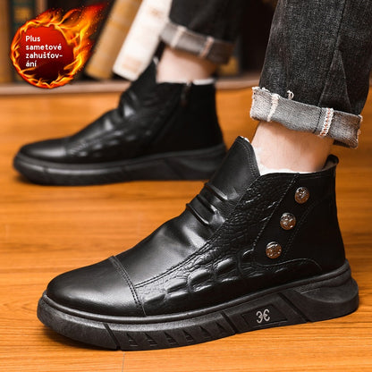 👞【39-44】⛄ Muške čizme od prave kože s toplom pamučnom podstavom, neklizajuće, vodootporne, udobne i fleksibilne zimske čizme