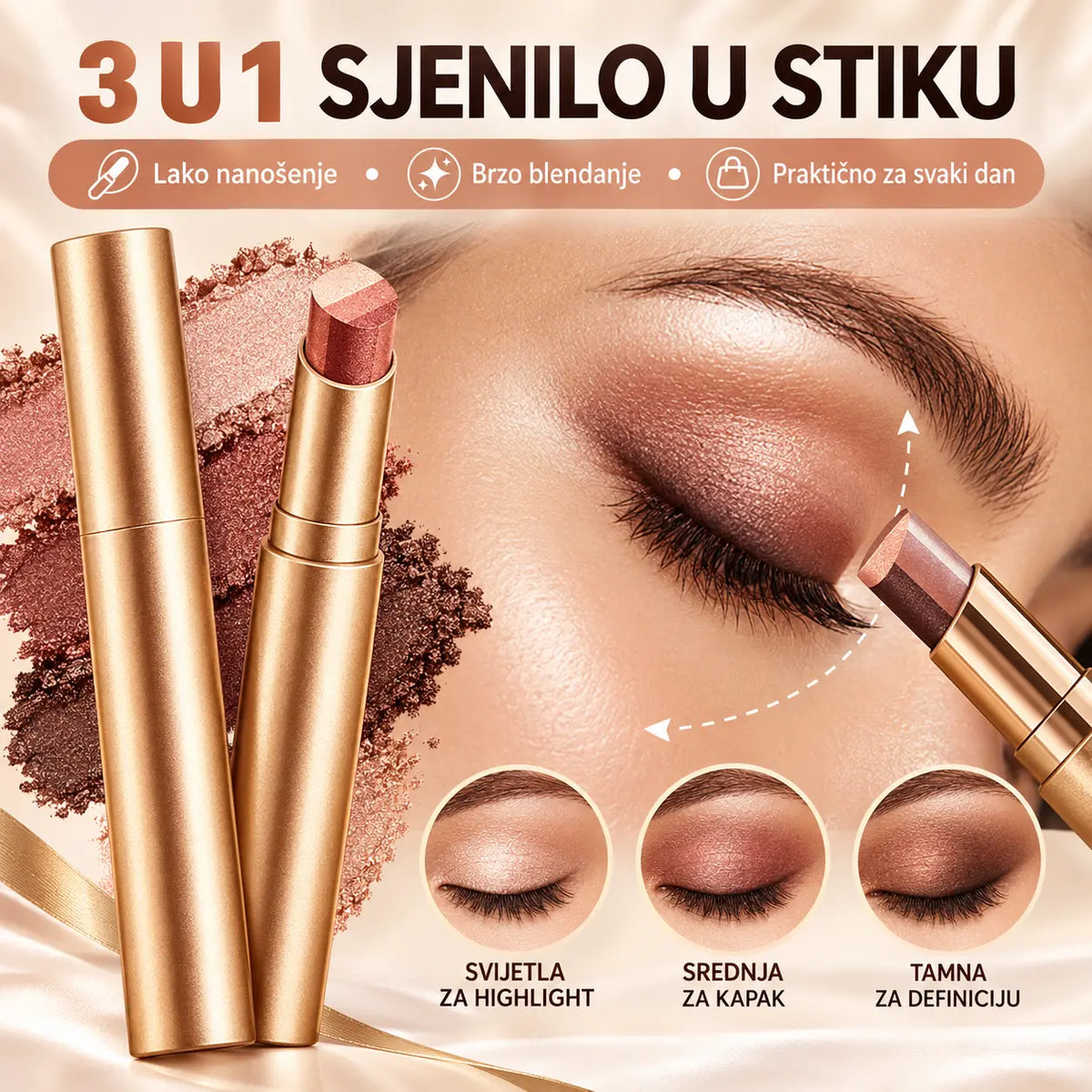✨ 2 kom | 3 u 1 sjenilo u stiku – sjaj, lifting efekt, dugotrajno