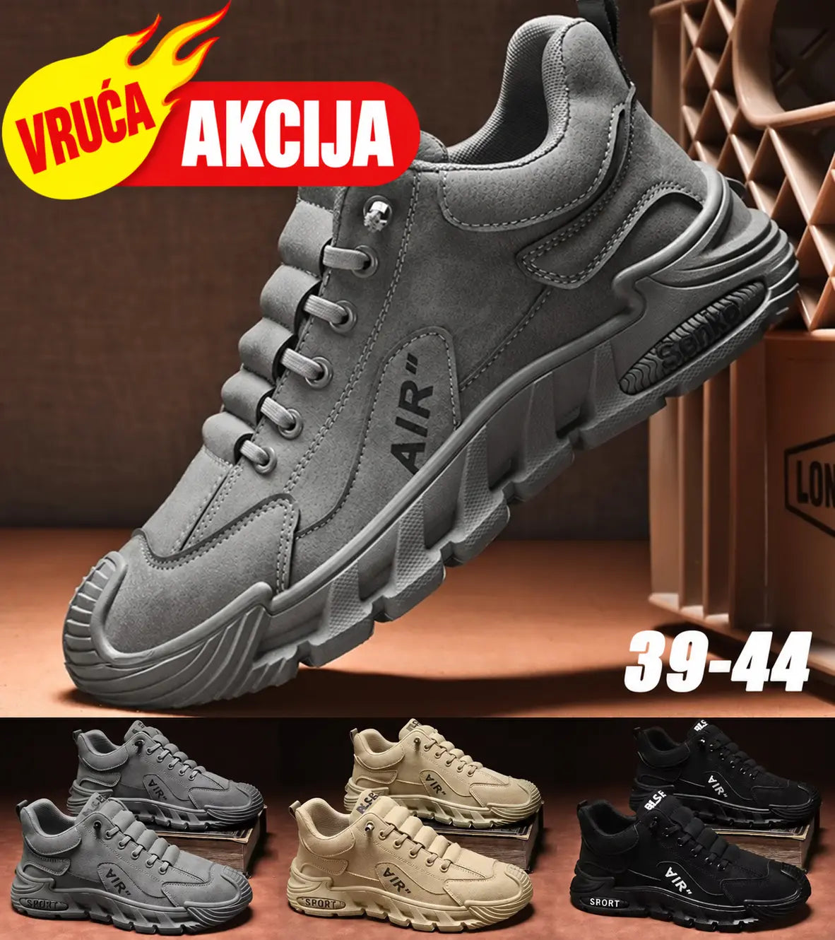 🔥🔥(Veličine 39–44) Muška vodootporna i prozračna obuća za svakodnevno nošenje; mekani potplat, udobno pristajanje.