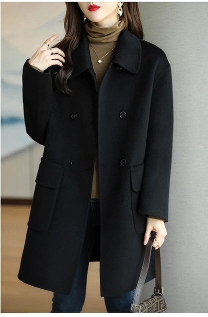 🌈🩰Descuento de temporada del 39%: abrigo doble de alta calidad de lana de cachemira, adecuado para varias temporadas 