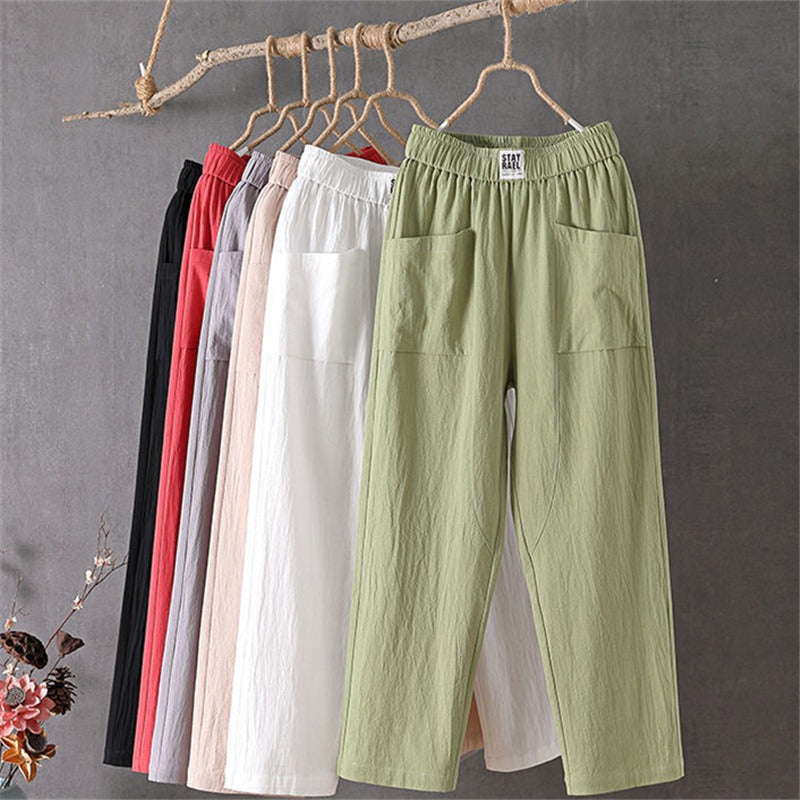 👖[M-4XL] Nove ženske hlače širokih nogavica, udobne i ležerne, izrađene od laganog i prozračnog lana, izuzetno udobne.