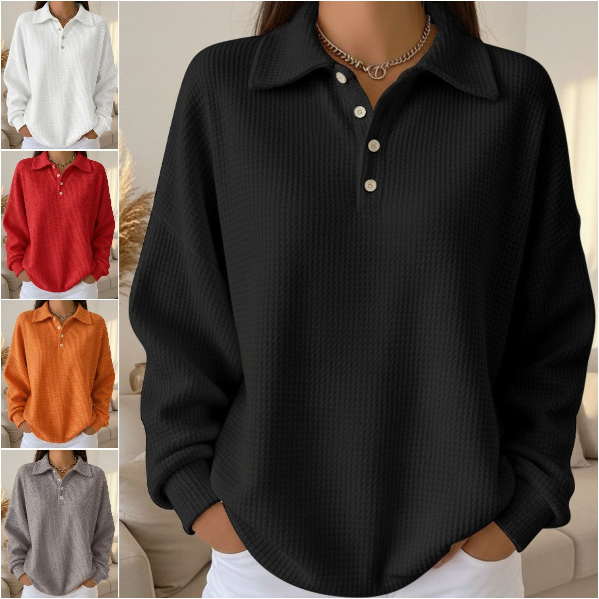 🔥【Kupi 1 i dobiješ 1 gratis】【S-5XL】2025 Nova jesen/zima jednobojna polo majica s ovratnikom