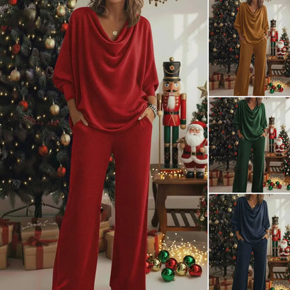 💨💖【50% popusta】Elegantni zimski dvodijelni set: baršunasti top + ležerne hlače – odlično izgleda kao vanjska ili unutarnja odjeća.