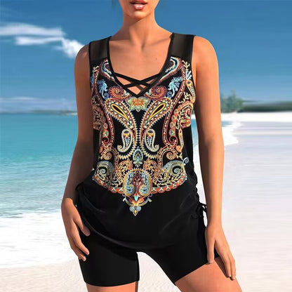 🩱【S-5XL】🩱Visokokvalitetni, prozračni dvodijelni kupaći kostim s etničkim printom, ugodan za kožu🌊