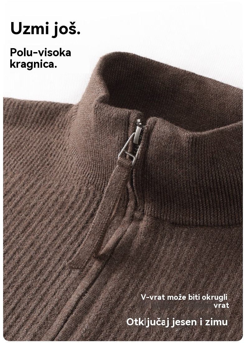 🔥🆕 Najprodavanija novost s 40% popusta 🧥✨ Muški pulover s patentnim zatvaračem velikih veličina, jednostavan i lako kombiniran.