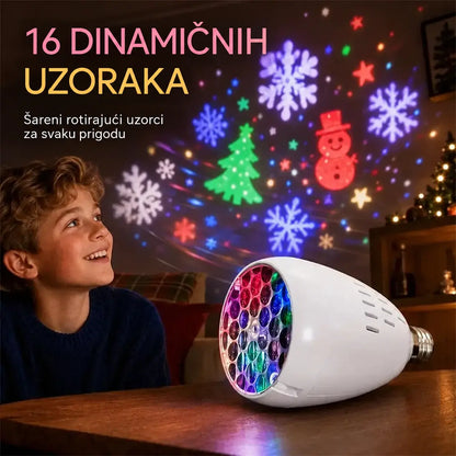 ✨ Božićna E27 LED projekcijska žarulja | 16 dinamičnih uzoraka | Stvorite blagdansko ozračje u sekundi 🎄