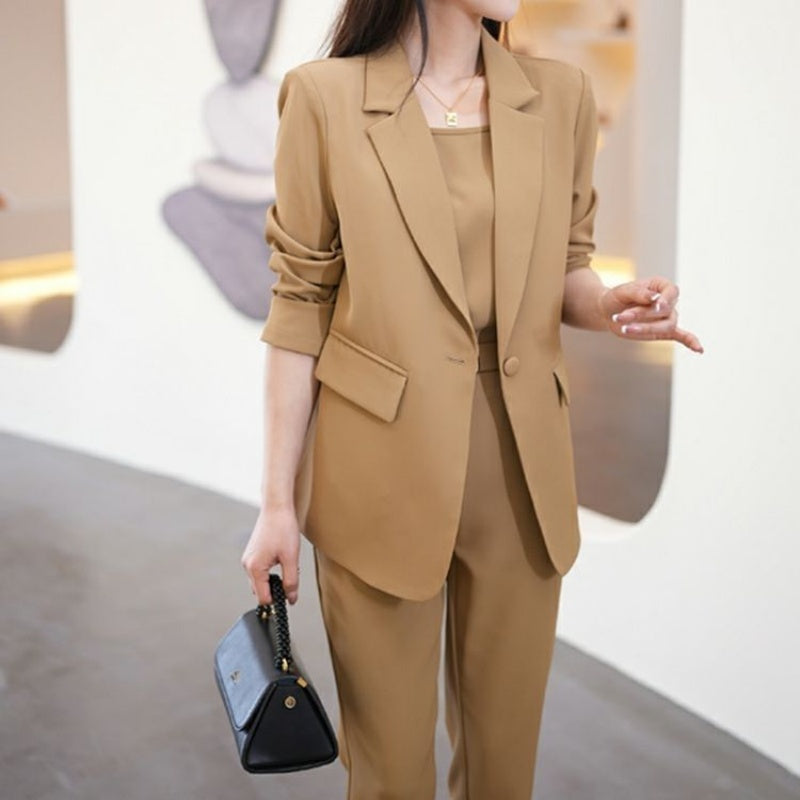 🏆Promoción por tiempo limitado 50% de descuento 【Blazer + Top + Pantalones】Conjunto casual de 3 piezas, moda 2025