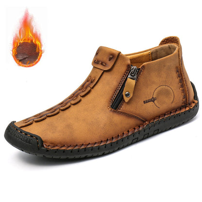 Árcsökkentés és kiárusítás!🥾Teljesen kézzel készített férfi Martens bőrcsizma (38-48 méret), plüss béléssel és cipzárral – meleg, kényelmes és elegáns, téli viseletre alkalmas.