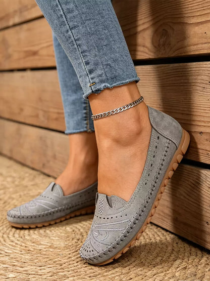 【36-43】Retro stil perforiranih ležernih balerinki｜Mekani potplat, svakodnevna udobnost｜Slip-on, plus veličine