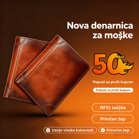 Zadnji dan 50% popusta 👝✨ Nova moška protikradna denarnica iz pravega usnja, modna, varna in trpežna