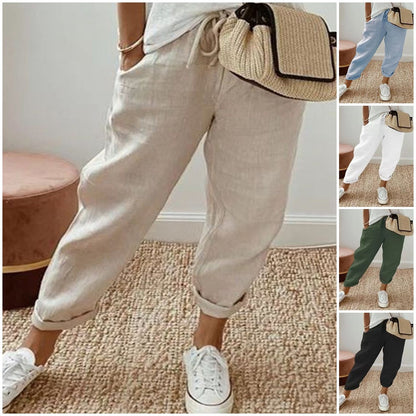 💕👏Último día de rebajas, 50% de descuento😍💕【S-5XL】Nuevos pantalones casuales de lino y algodón para mujer de verano 2026, disponibles en varios colores