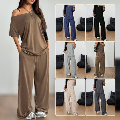 🍁Conjunto de lino de dos piezas para mujer, top de manga larga combinado con pantalón, casual, elegante y cómodo.