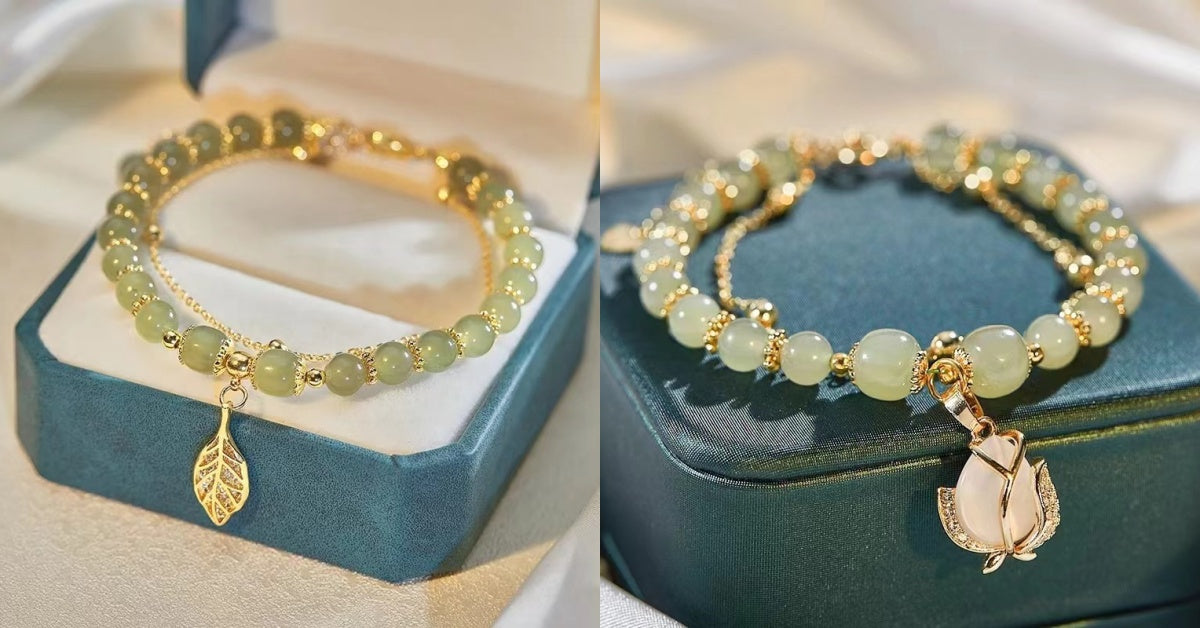 ✨🔥【Kupite eno in drugo dobite brezplačno】2 zapestnici iz 14K zlata s hetijanskim žadom