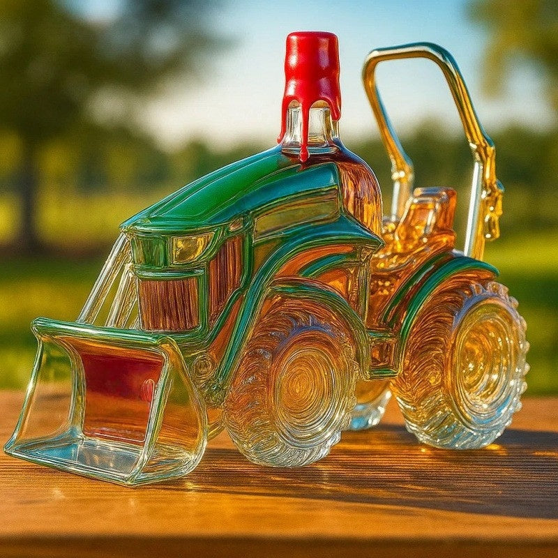🥂🚜 Ένα ουίσκι μπουκάλι σε σχήμα τρακτέρ, έργο τέχνης και συλλεκτικό αντικείμενο