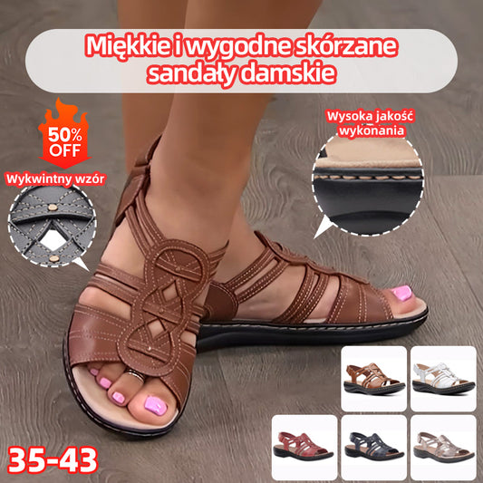 37% de descuento por tiempo limitado [35-43] Sandalias de piel de vacuno nuevas de verano con capa superior, sandalias de piel de mujer suaves y cómodas - 