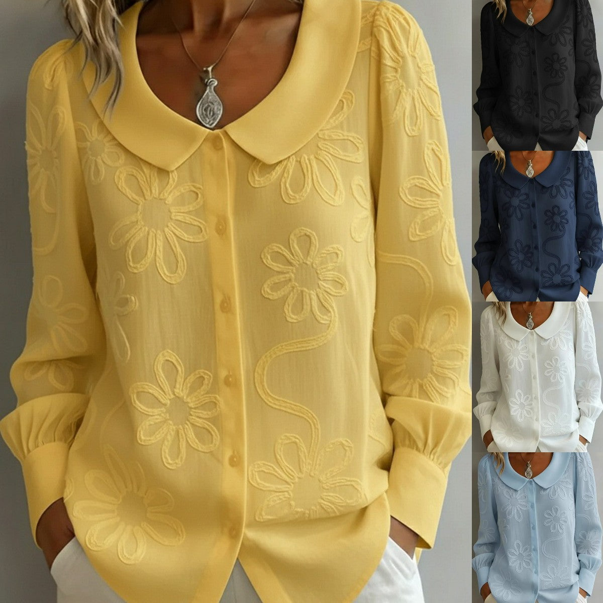 👚¡Liquidación! -- Camisa francesa vintage bordada - Colección 2026