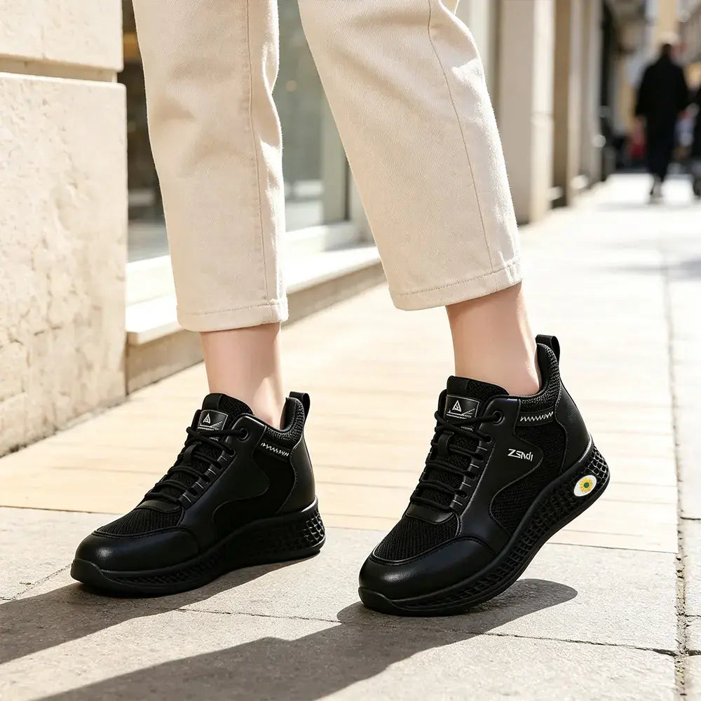 【35-41】👟Ženske crne kožne ravne radne cipele bez klizanja - neklizajuće, s mekanom podlogom - prozračne, lagane i udobne