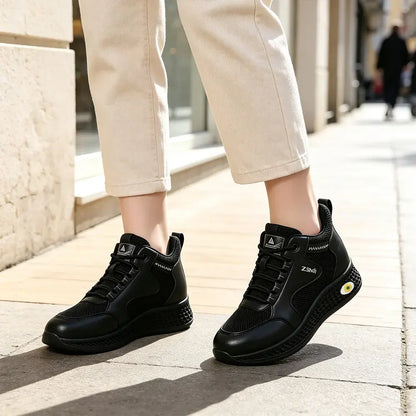 【35-41】👟Ženske crne kožne ravne radne cipele bez klizanja - neklizajuće, s mekanom podlogom - prozračne, lagane i udobne
