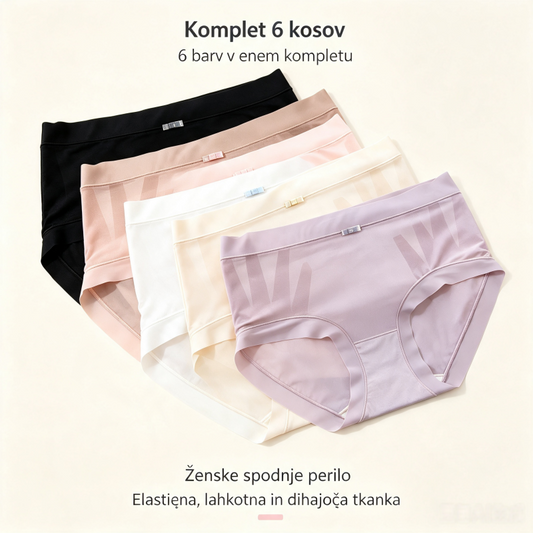 🩲🔥Zadnji dan -50% 【6 kosov】Ženske hlačke iz hladnega svilnatega materiala z visokim pasom, mehke in udobne