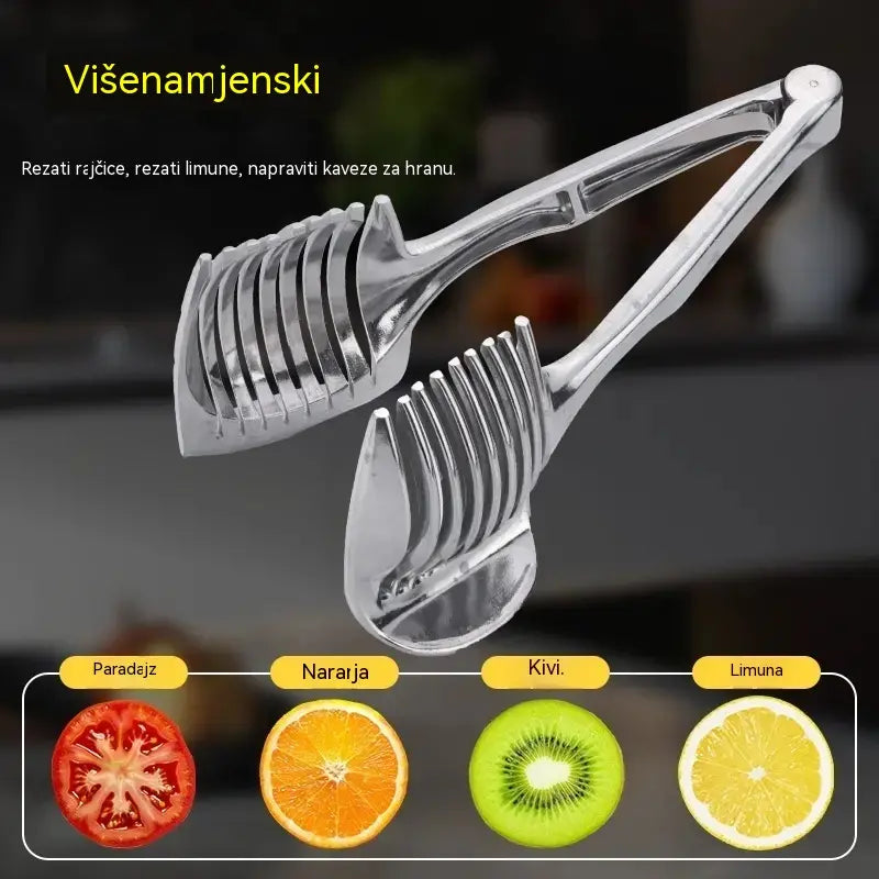 🍅 Ručni kuhinjski rezač od nehrđajućeg čelika | Jednostavno i ravnomjerno narežite rajčice, limune, luk i ostale sastojke - Besplatna dostava