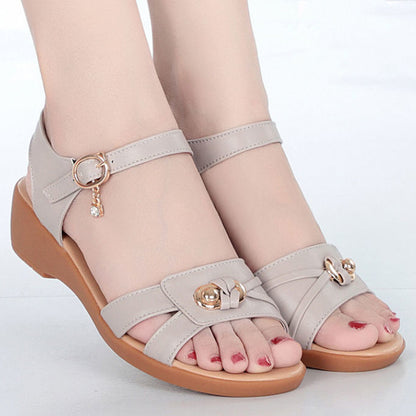 🔥👡【35~40】Sandalias de verano para mujer de piel suave con suela de cuña suave y antideslizante 3632293 