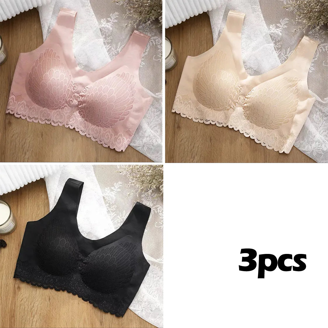 👙【Conjunto de 3 piezas】Sujetador de encaje cómodo nuevo y mejorado, adecuado para tallas grandes (49% de descuento)