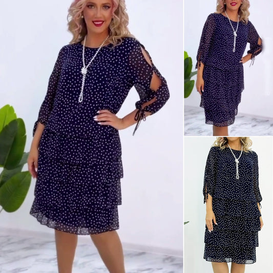 Oferta limitada, 36% de descuento 🥰【S-5XL】Nuevo vestido elegante de lunares sueltos--3863930 
