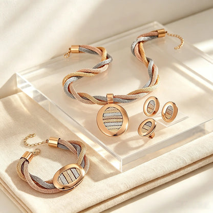 📢📢 ¡50% de descuento! ⏰ Exquisito conjunto de joyas de cuatro piezas con pedrería - Envío gratis - Pago contra entrega